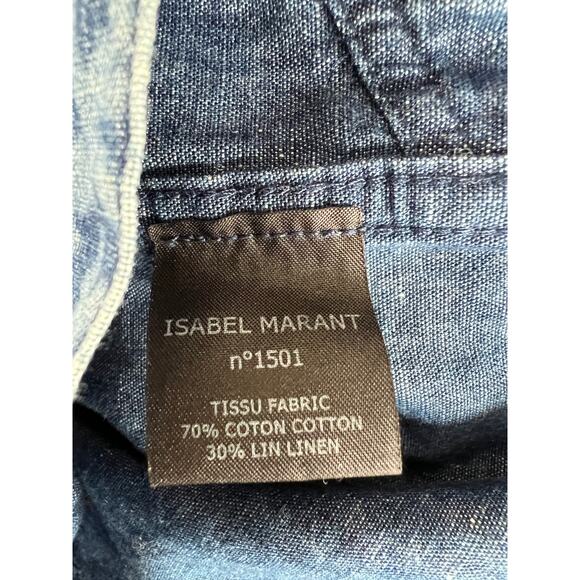 Isabel Marant Etoile Blue Cotton Linen Blend Brocade Denim Jacket Size 36 - Picture 10 of 10